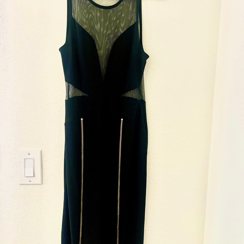 Sexy Tight Black Dress with Gold Zippers